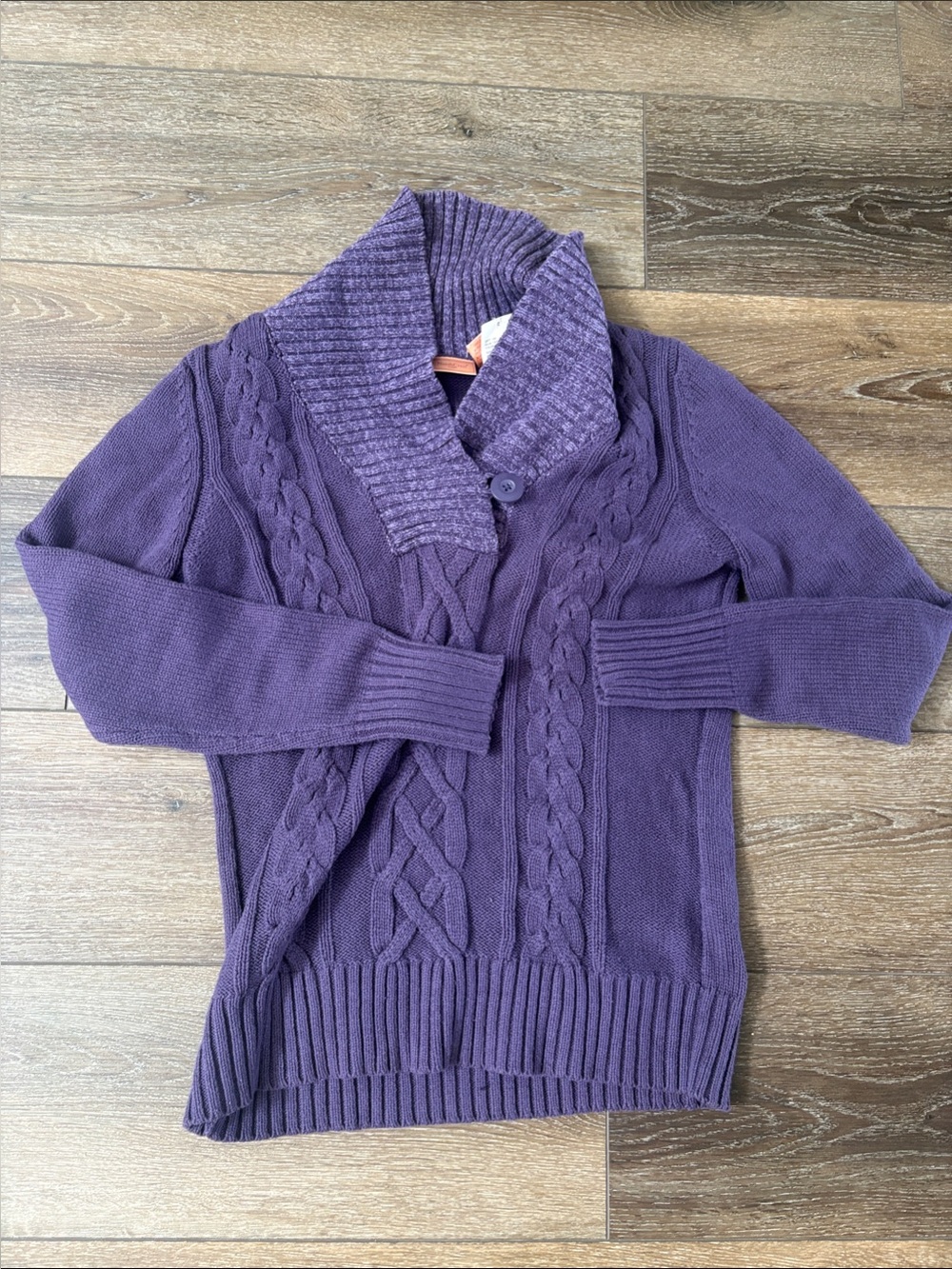 Northcrest Purple Shawl Collar Sweater